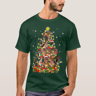 Funny Pitbully Weihnachtsmannmütze Weihnachtsbaum  T-Shirt