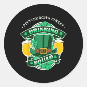 Funny Pittsburgh Drinks Squad Matching St Patric Runder Aufkleber