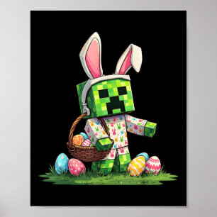 Funny Pixel Bunny Easter Egg Hunt Gamer inspiriert Poster