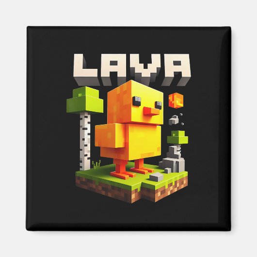 Funny Pixel Chicken Gamer Humor Meme  Magnet (Vorne)