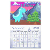 Funny Pixel Gamer Pixelated- Dinosaur Illustration Kalender (Feb 2027)