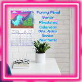 Funny Pixel Gamer Pixelated- Dinosaur Illustration Kalender