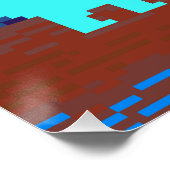 Funny Pixel Gamer Pixelated- Dinosaur Illustration Poster (Ecke)