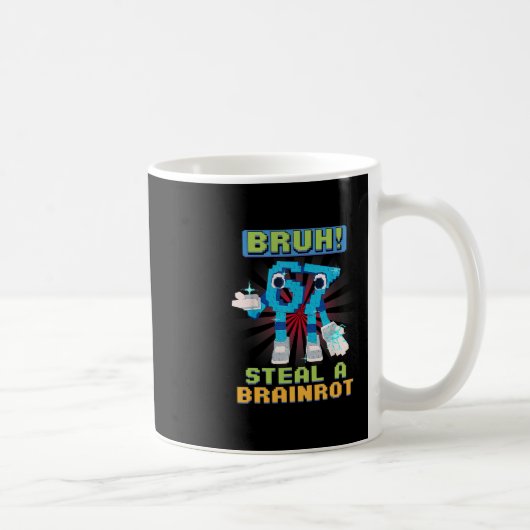 Funny Pixel Meme Bruh 67 Steal A Brainrot  Kaffeetasse (Rechts)