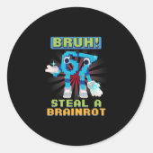 Funny Pixel Meme Bruh 67 Steal A Brainrot  Runder Aufkleber (Vorderseite)