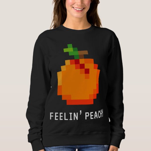 Funny Pixel Peach - Retro 8 - Bit Arcade Gamer Fee Sweatshirt (Vorderseite)