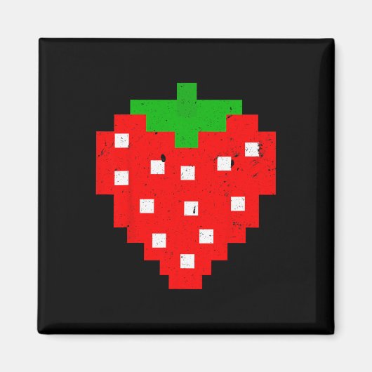 Funny Pixel Strawberry 80er Video Game Costume Magnet (Vorne)