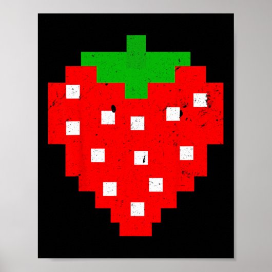 Funny Pixel Strawberry 80er Video Game Costume Poster (Vorne)