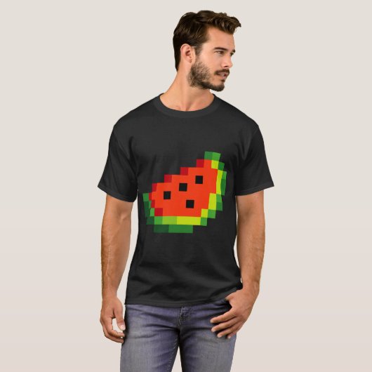 Funny Pixel Watermelon - Retro 8 - Bit Arcade Game T-Shirt (Vorne ganz)