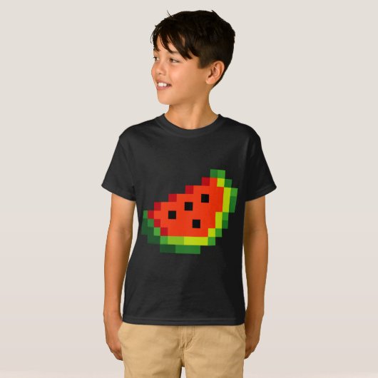 Funny Pixel Watermelon - Retro 8 - Bit Arcade Game T-Shirt (Vorne ganz)