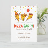 Funny Pizza Birthday Party Einladung (Stehend Vorderseite)