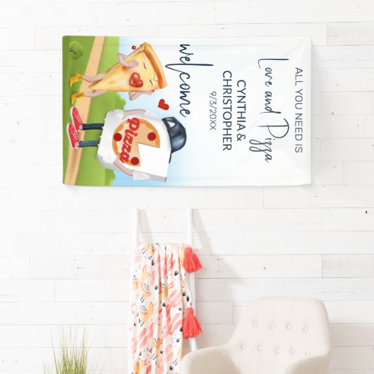 Funny Pizza Brautparty Banner (Insitu)