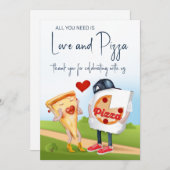 Funny Pizza Brautparty Dankeskarte (Vorne/Hinten)