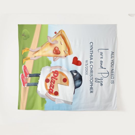 Funny Pizza Brautparty Hintergrund Wandteppich (Vorderseite (Horizontal))