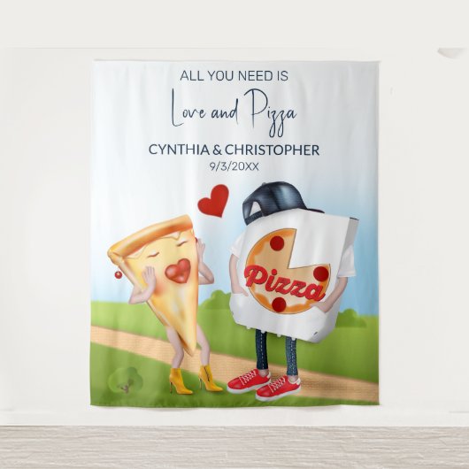 Funny Pizza Brautparty Hintergrund Wandteppich (Vorderseite)
