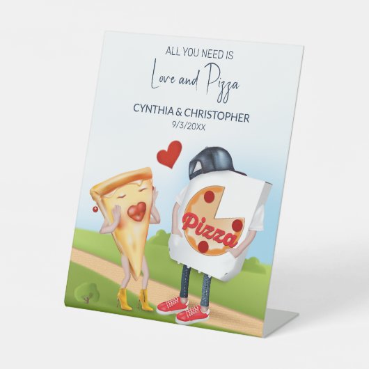 Funny Pizza Brautparty Sockelschild (Vorderseite)