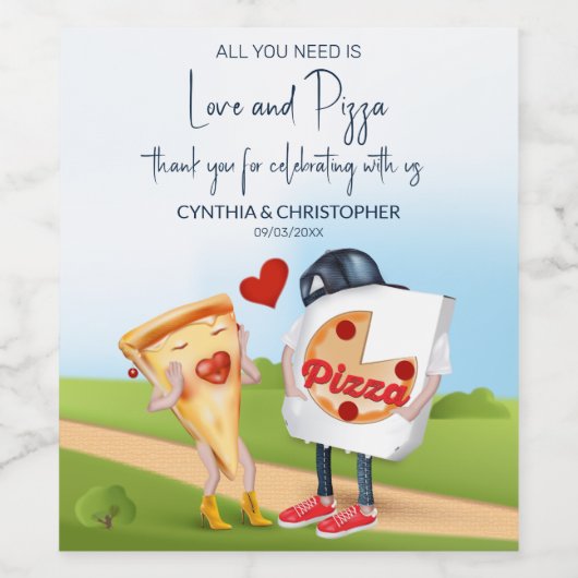 Funny Pizza Bridal Shower Weinetikett (Einzelnes Label)