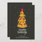 Funny Pizza Christmas Happy Holidays Karte (Vorne/Hinten)