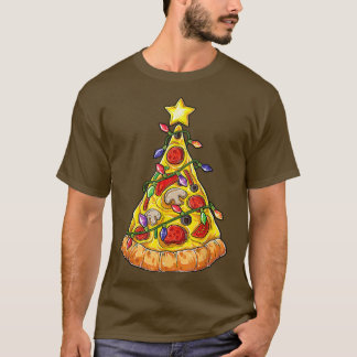 Funny Pizza Christmas Tree Lights Xmas Men Boys Cr T-Shirt