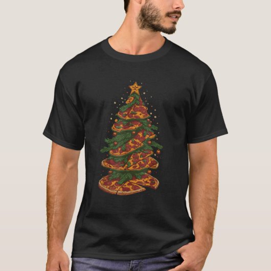 Funny Pizza Christmas Tree Pizza Lover Xmas Mens W T-Shirt (Vorderseite)