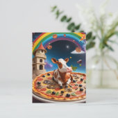 Funny Pizza Cow Postkarte (Stehend Vorderseite)