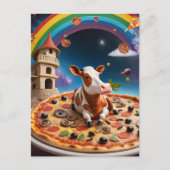 Funny Pizza Cow Postkarte (Vorderseite)