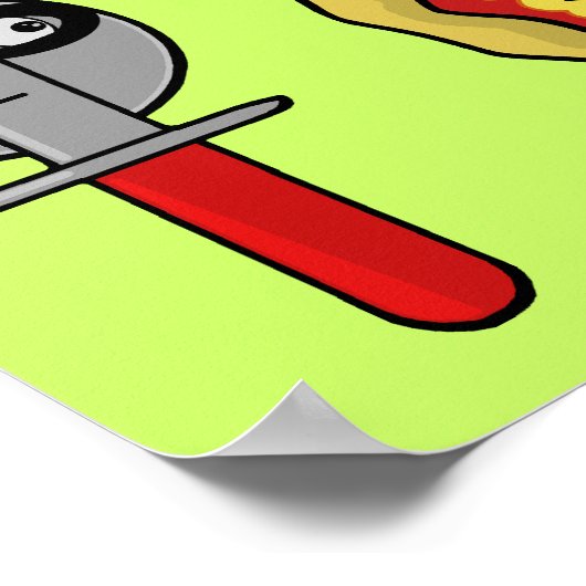 Funny Pizza Cutter Teigpuffer Poster (Ecke)