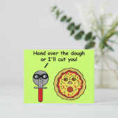 Funny Pizza Cutter Teigpuffer Postkarte (Stehend Vorderseite)