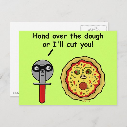Funny Pizza Cutter Teigpuffer Postkarte (Vorne/Hinten)