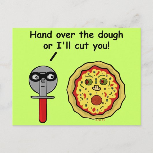 Funny Pizza Cutter Teigpuffer Postkarte (Vorderseite)