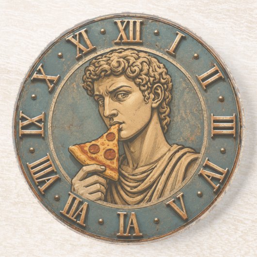 Funny Pizza David Renaissance Art Parody Kitchen  Getränkeuntersetzer (Vorne)