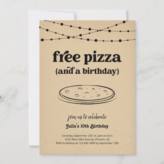 Funny Pizza Geburtstagsfeier Einladung (Vorderseite)