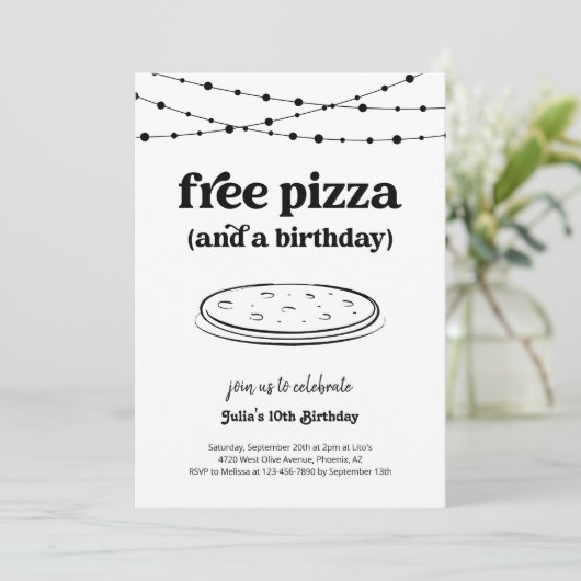 Funny Pizza Geburtstagsfeier Einladung (Stehend Vorderseite)