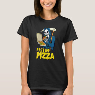 Funny Pizza Grim Sensenmann Erholung in Pizza Hall T-Shirt