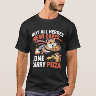 Funny Pizza Hero Hamster Jetpack Cartoon T-Shirt