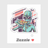 Funny Pizza liebt Graphic Cartoon ALIEN Teen Aufkleber (Blatt)