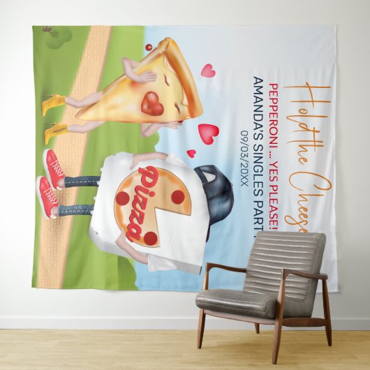 Funny Pizza Love Backdrop Wandteppich (Beispiel (Horizontal))