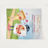 Funny Pizza Love Backdrop Wandteppich (Vorderseite (Horizontal))