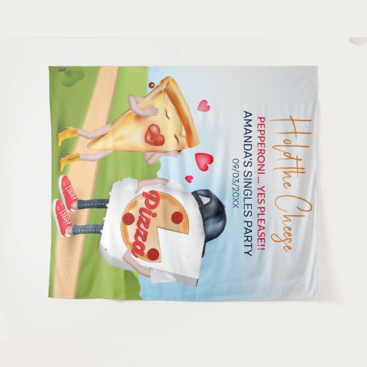 Funny Pizza Love Backdrop Wandteppich (Vorderseite (Horizontal))