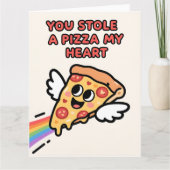 Funny Pizza Love Colorful Valentine Card Karte (Vorderseite)