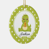 Funny Pizza Love Dino Boys Weihnachtsfeier Keramik Ornament (Rechts)