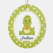 Funny Pizza Love Dino Boys Weihnachtsfeier Keramik Ornament (Links)