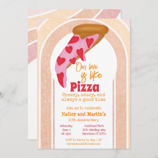 Funny Pizza Milestone Jahrestag Einladung (Vorne/Hinten)