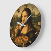 Funny Pizza Mona Lisa Große Wanduhr (Winkel)