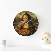Funny Pizza Mona Lisa Große Wanduhr (Zuhause)