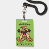 Funny Pizza Mops Custom Text Abzeichen Ausweis (Vorderseite mit Lanyard)