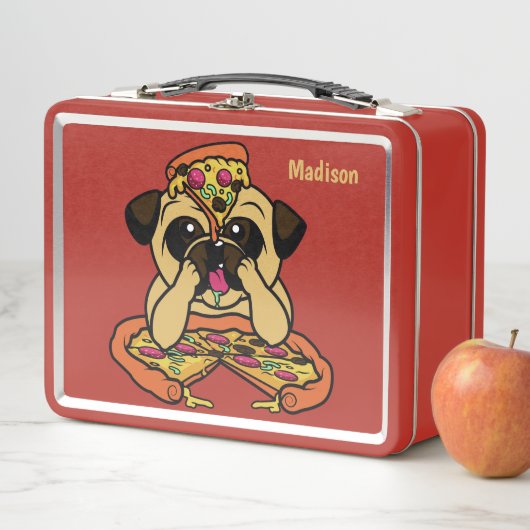 Funny Pizza Mops individuelle Name Lunch Boxen (Beispiel)