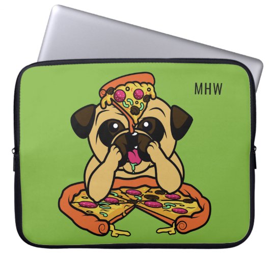 Funny Pizza Mops kundenspezifische Laptop-Ärmel Laptopschutzhülle (Vorderseite)