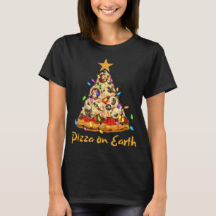 Funny Pizza on Earth Slice Weihnachtsbaum mit Lig T-Shirt