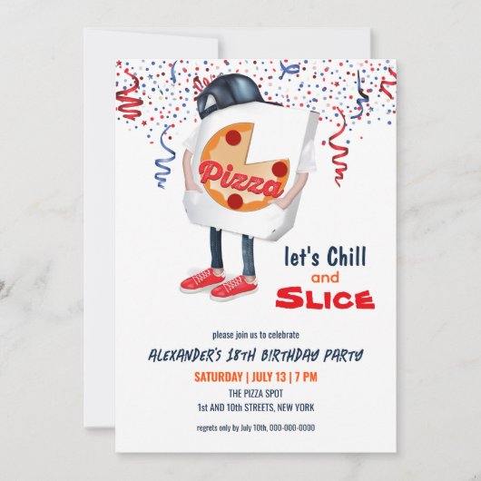 Funny Pizza Party Einladung (Vorderseite)
